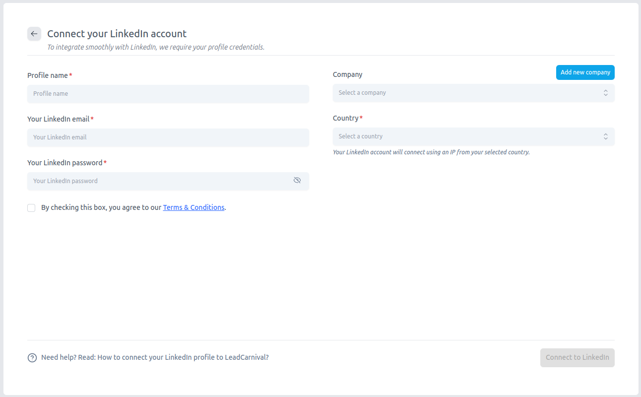 Add profile → new profile