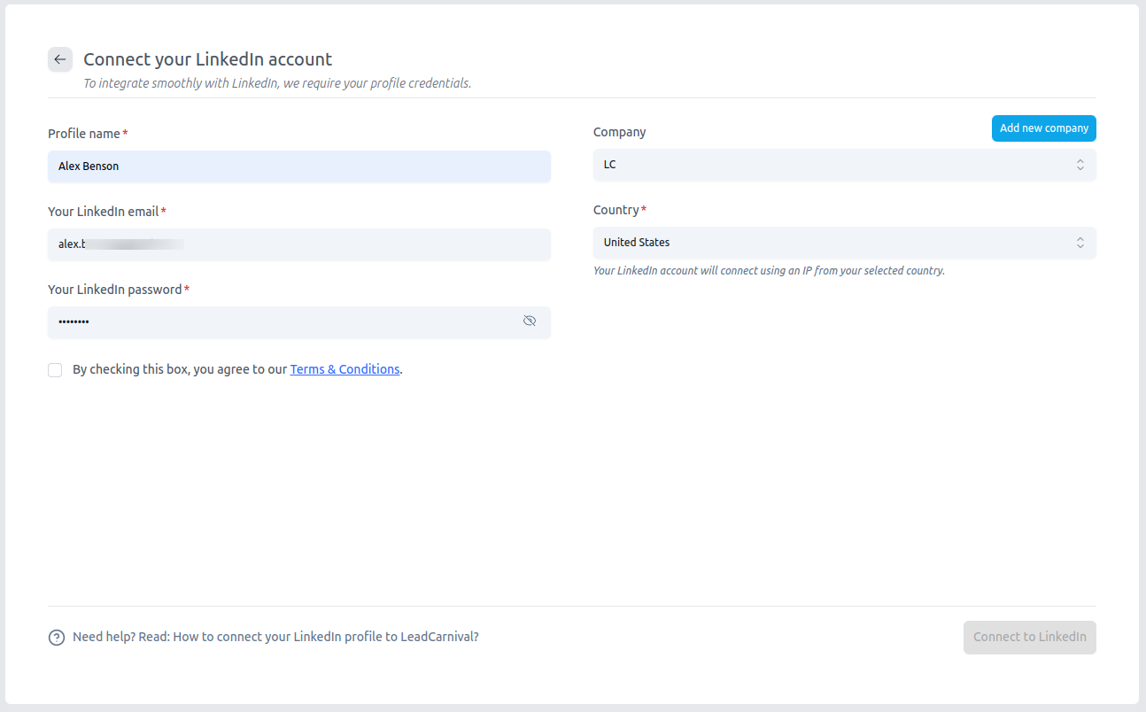 Connect your LinkedIn account