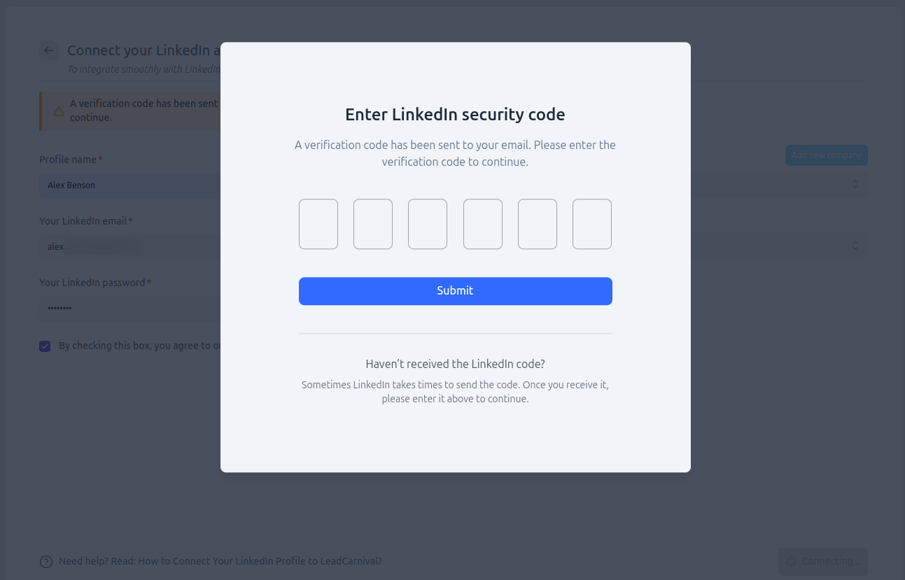 Connect your LinkedIn account